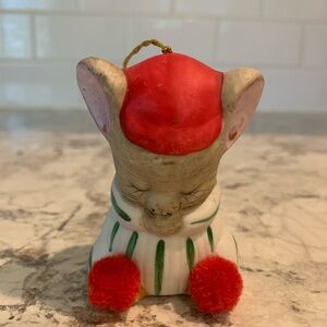 Vintage Jasco Lil Chimer Sleeping Mouse Christmas Ornament Bell Taiwan